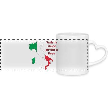 Drapeau italien avec slogan - Mug panoramique avec anse en forme de cœur - blanc - Devant
