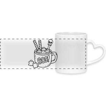 Mug Halloween Sketch – Ghosts, Waffles & Spoons - Panoramic mug with heart handle - white - Front