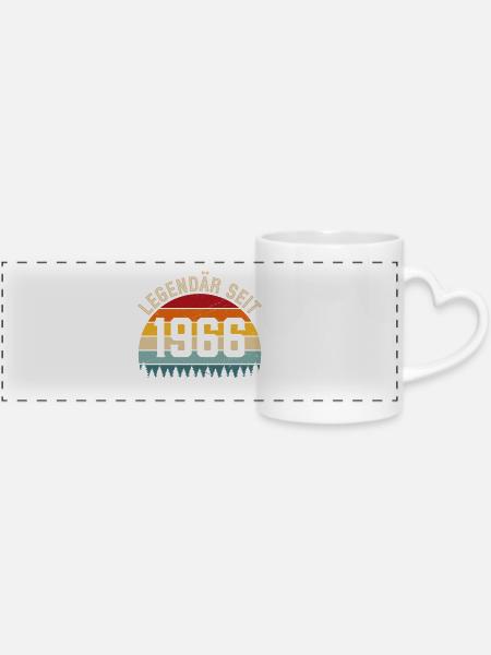 Legendär seit 1966 – Jahrgang 1966 - Panoramatasse mit Herzhenkel - Weiß