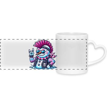 Bonhomme de neige punk - Mug panoramique avec anse en forme de cœur - blanc - Devant