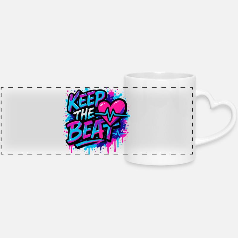 Keep the Beat – Music Design with Rhythm Feeling - Panoramic mug with heart handle - white