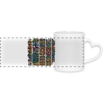 Color Magic Glyph Relief - Panoramic mug with heart handle - white - Front