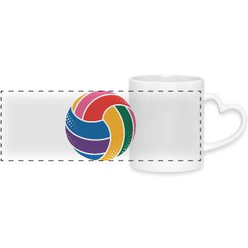 Volley-ball coloré pour les amateurs de sport - Mug panoramique avec anse en forme de cœur - blanc - Devant