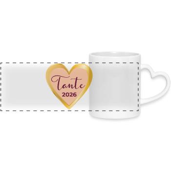 Tante 2026 Coeur de bébé - Mug panoramique avec anse en forme de cœur - blanc - Devant