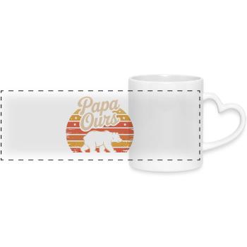 Papa Ours Retro Soleil - Mug panoramique avec anse en forme de cœur - blanc - Devant