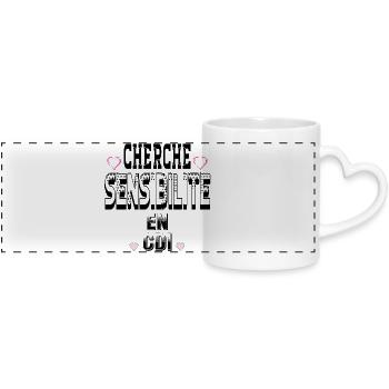Cherche Sensibilité en CDI - Mug panoramique avec anse en forme de cœur - blanc - Devant