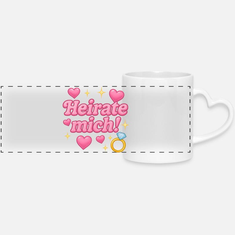 heirate mich! / y2k design - Panoramatasse mit Herzhenkel - Weiß