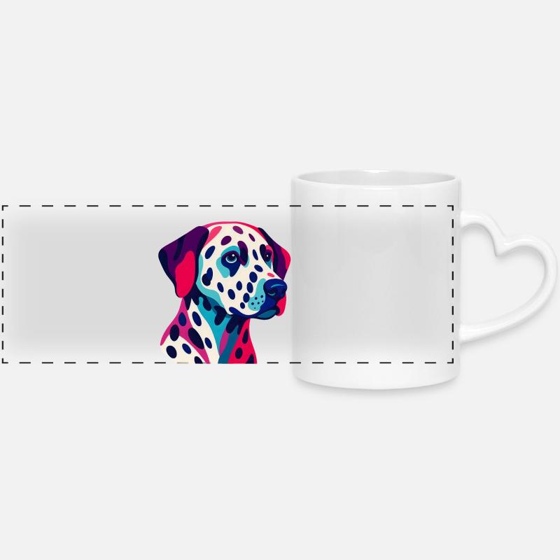 Colorful Dalmatian Pop Art - Panoramic mug with heart handle - white