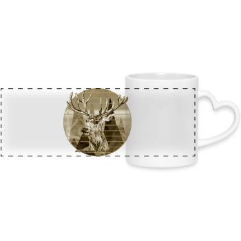 Deer - Panoramic mug with heart handle - white - Front
