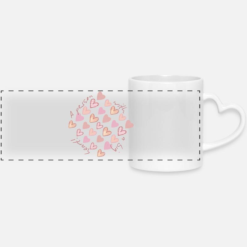 A Person with a Big Heart – Herzen - Panoramic mug with heart handle - white