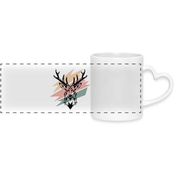 Deer - Panoramic mug with heart handle - white - Front