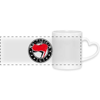No Pasaran 161 Logo - Panoramic mug with heart handle - white - Front