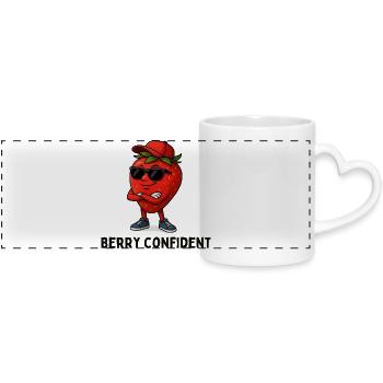 Strawberry Confident Caricature - Panoramic mug with heart handle - white - Front