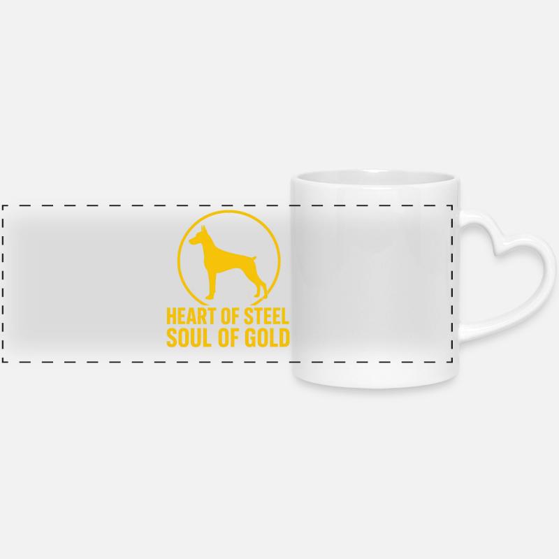 Conception de doberman pour de véritables amants - Mug panoramique avec anse en forme de cœur - blanc