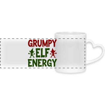 Grumpy Elf Energy Mürrischer Wichtel - Panoramatasse mit Herzhenkel - Weiß - Vorne