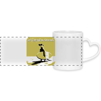 Sympa suricate avec planche de surf - Mug panoramique avec anse en forme de cœur - blanc - Devant