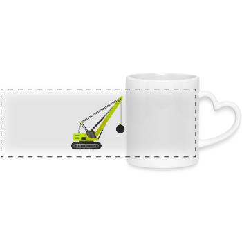 Grue à billes de démolition - Mug panoramique avec anse en forme de cœur - blanc - Devant