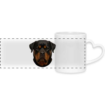 Portrait du visage du rottweiler - Mug panoramique avec anse en forme de cœur - blanc - Devant