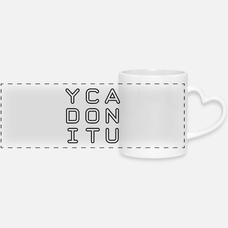 Motivating "You Can Do It" - Panoramic mug with heart handle - white