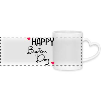 Happy Baptism Day - Panoramic mug with heart handle - white - Front