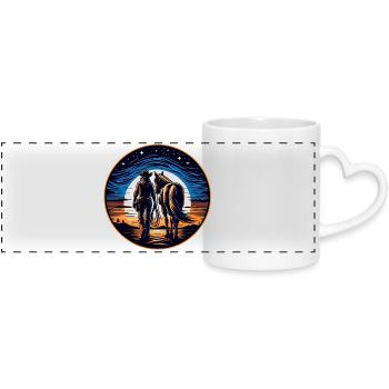 Western riders at sunset - Panoramic mug with heart handle - white - Front
