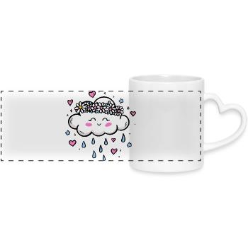 Cloud Wreath Rain Love - Panoramic mug with heart handle - white - Front