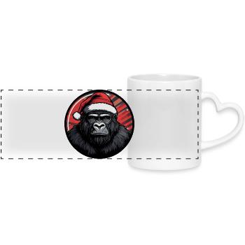 Gorilla Santa Festive Night - Panoramic mug with heart handle - white - Front