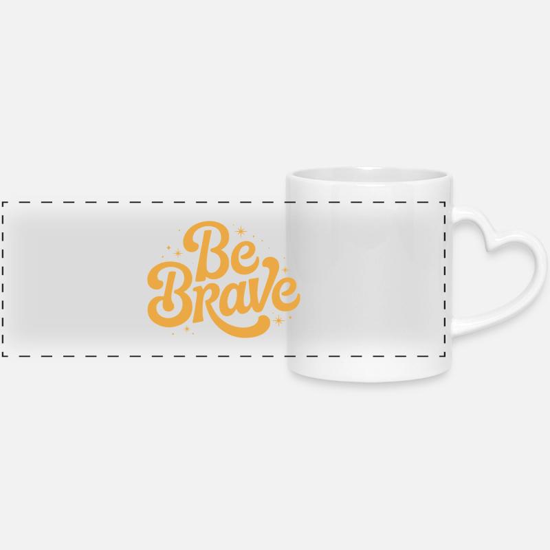 Be Brave Script Emblem - Panoramic mug with heart handle - white