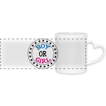 Garçon ou fille ? Grossesse Naissance Enceinte  - Mug panoramique avec anse en forme de cœur - blanc - Devant