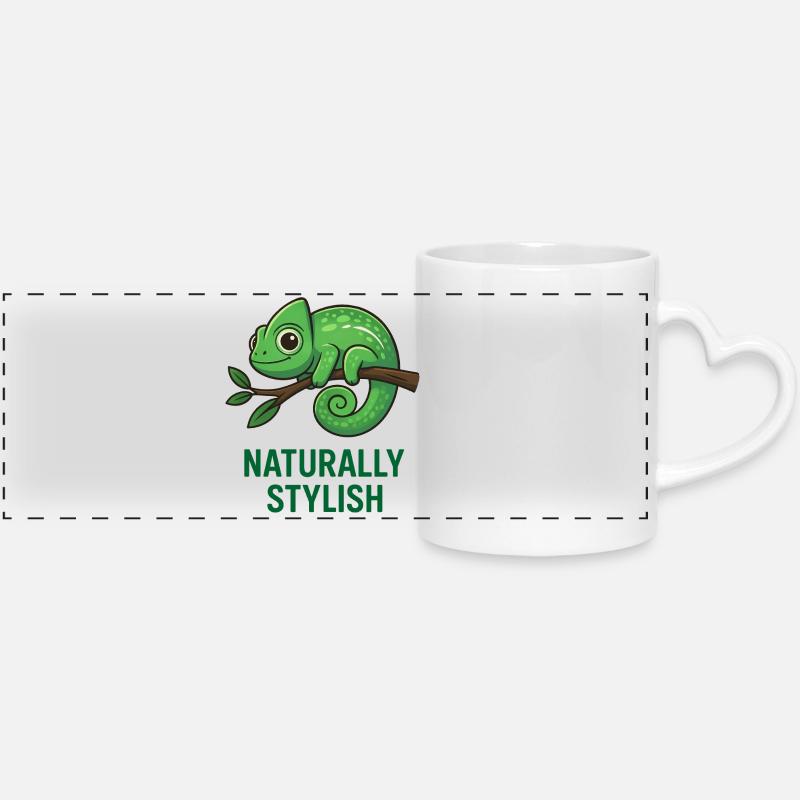 Caméléon élégant - Mug panoramique avec anse en forme de cœur - blanc