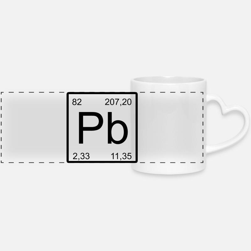 Pb Symbol Period Sign - Panoramic mug with heart handle - white