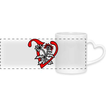 Lettre V Initiale - Mug panoramique avec anse en forme de cœur - blanc - Devant