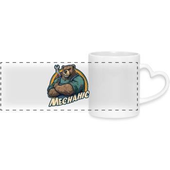 Mechanic Bear Strong Workshop Motif - Panoramic mug with heart handle - white - Front