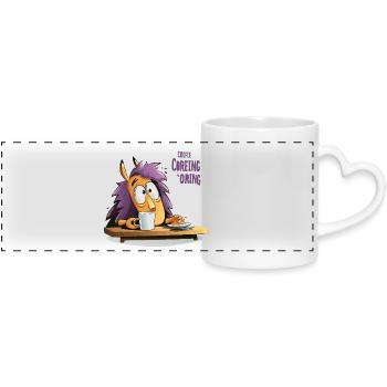 Coffee hedgehog in the morning - Panoramic mug with heart handle - white - Front