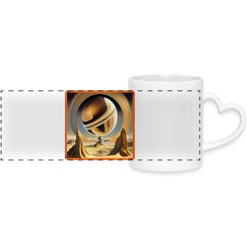Primeval surreal orbital world - Panoramic mug with heart handle - white - Front