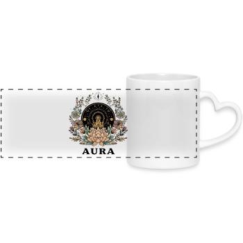 Aura Lotus Mandala - Panoramatasse mit Herzhenkel - Weiß - Vorne