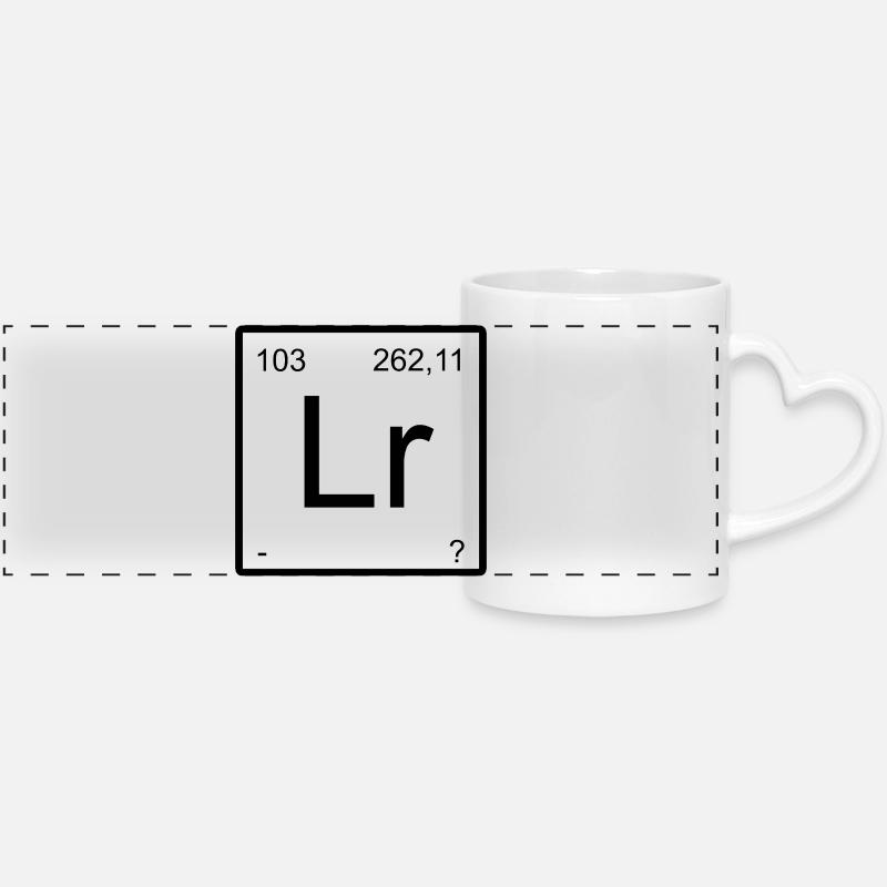 Lr Lawrencium Minimalist Tea - Panoramic mug with heart handle - white