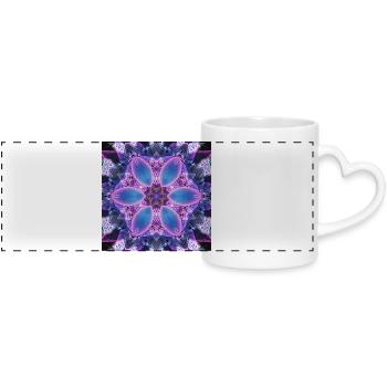 Neon-Lotus Kaleidoskop - Panoramatasse mit Herzhenkel - Weiß - Vorne