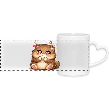 Kitten with heart eyes - Panoramic mug with heart handle - white - Front