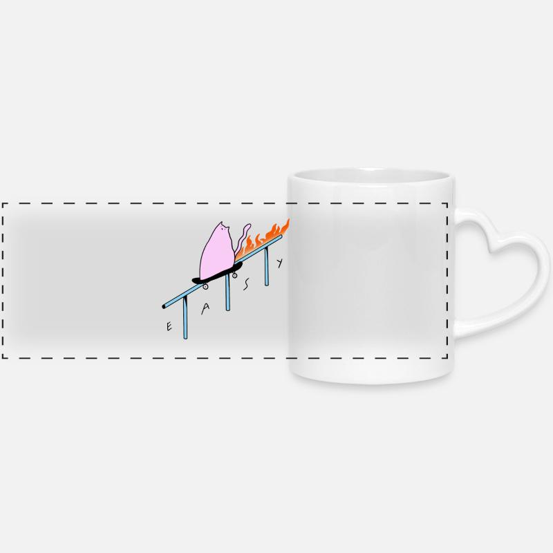 Easy_Cat - Panoramic mug with heart handle - white