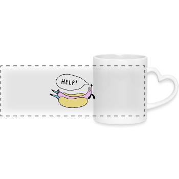 Help_Hot_Dog - Panoramatasse mit Herzhenkel - Weiß - Vorne