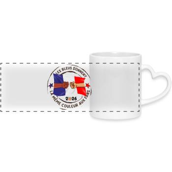 Les_bleus_donnent_la_meme_couleur_aux_fans - Panoramic mug with heart handle - white - Front