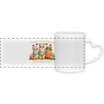 Motif comique d’alpagas avec cœur et dicton drôle - Mug panoramique avec anse en forme de cœur - blanc - Devant