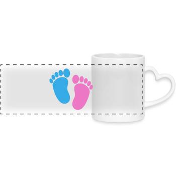 Baby feet - Panoramic mug with heart handle - white - Front