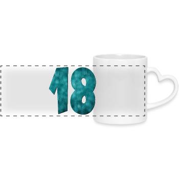 Numéro Dix-Huit - 18e anniversaire - Mug panoramique avec anse en forme de cœur - blanc - Devant