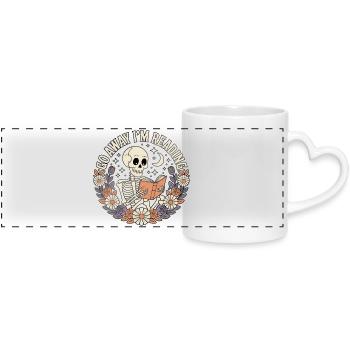 Away I'm Reading Skeleton with Florals - Panoramic mug with heart handle - white - Front