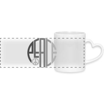 Typographie du cercle Paix avec le signe de la paix - Mug panoramique avec anse en forme de cœur - blanc - Devant