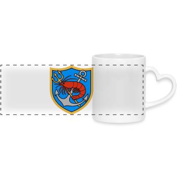Crab Fisherman's Coat of Arms - Panoramic mug with heart handle - white - Front