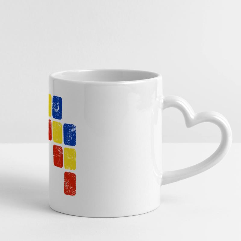 Colors Ornament Pattern - Basic Colors Panoramic mug with heart handle