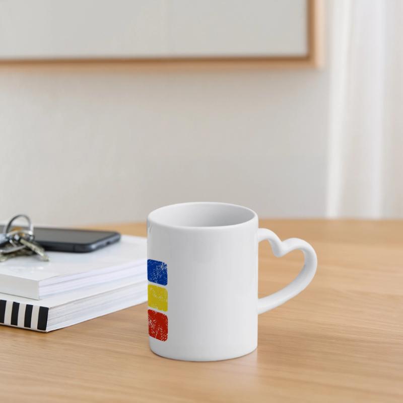 Colors Ornament Pattern - Basic Colors Panoramic mug with heart handle